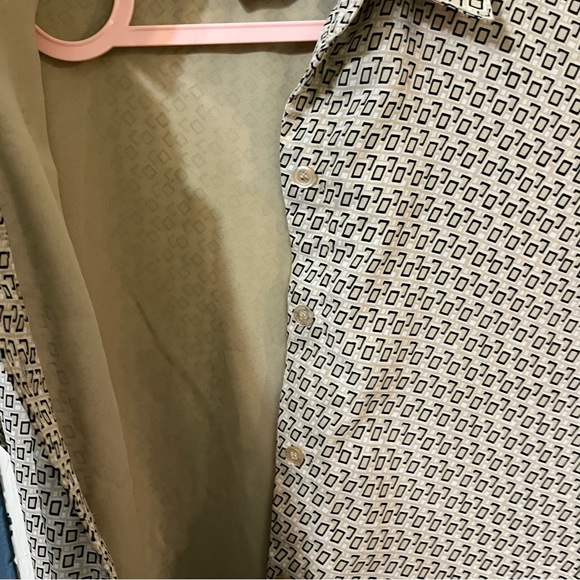 Button Up Maxi Dress Tie Back Cap Short Sleeve Lines Taupe Collar Kathie Lee 12 - Picture 10 of 11